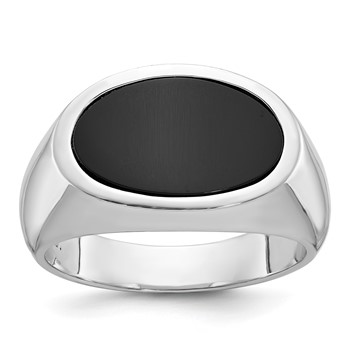 IB Goodman 14k White Gold Mens East-West Oval Onyx Ring Mounting