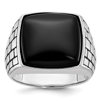 IB Goodman 14k White Gold Mens Cushion Onyx Ring Mounting