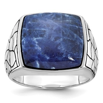 IB Goodman 14k White Gold Mens Cushion Sodalite Ring Mounting