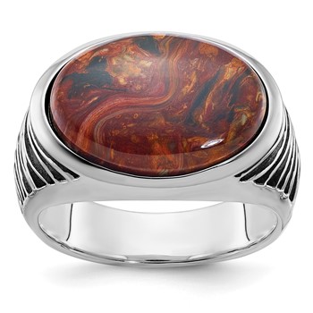14k White Gold IBGoodman Men's Pietersite Ring Mounting