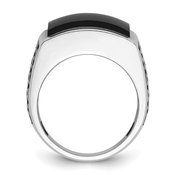 IB Goodman 14k White Gold Mens Polished and Textured Rectangle Ring Mounting — alternate view