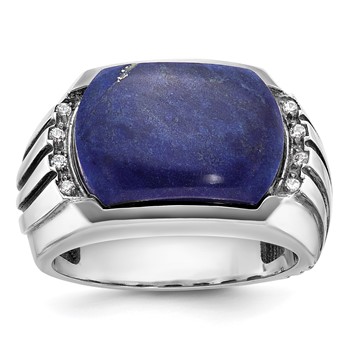 IB Goodman 14k White Gold with Black Rhodium Mens Lapis and Diamond Ring Mounting