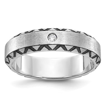 IB Goodman 14k White Gold Mens Polished and Satin Diamond Ring Mounting