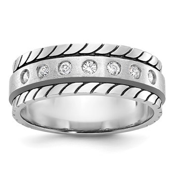 IB Goodman 14k White Gold Mens Polished and Satin Diamond Ring Mounting