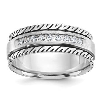 IB Goodman 14k White Gold Polished and Satin Mens Ring Mounting