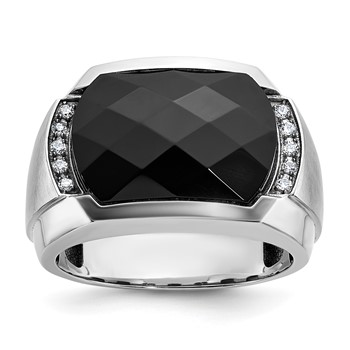 IBGoodman 14k White Gold Men's Polished and Satin Gemstone Ring Mounting