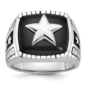 IB Goodman 14k White Gold Mens Cushion Onyx Star Ring Mounting