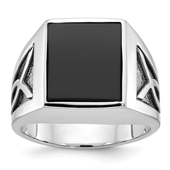 IB Goodman 14k White Gold Mens Rectangle Onyx Ring Mounting