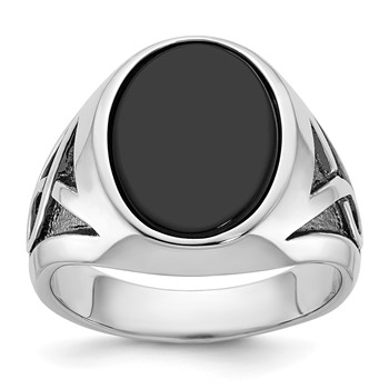 IB Goodman 14k White Gold Mens Oval Gemstone Ring Mounting