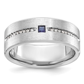 IB Goodman 14k White Gold Mens Satin Sapphire/Diamond Ring Mounting