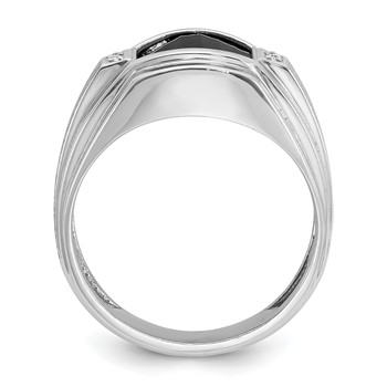 IB Goodman 14k White Gold Mens Satin Barrel Onyx and Diamond Ring Mounting — alternate view
