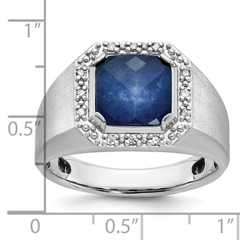 Sterling Silver Sapphire RING WITH DIAMOND ACCENTS — alternate view