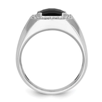 IB Goodman 14k White Gold Mens Cushion Onyx and Diamond Ring Mounting — alternate view