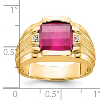 10k IBGoodman Men's Satin Gemstone and Diamond Ring Mounting — alternate view