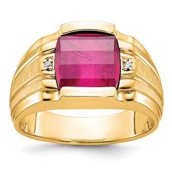 10k IBGoodman Men's Satin Gemstone and Diamond Ring Mounting