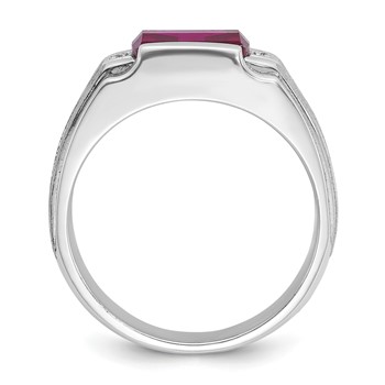 IB Goodman 14k White Gold Mens Satin Barrel Gemstone and Diamond Ring Mounting — alternate view