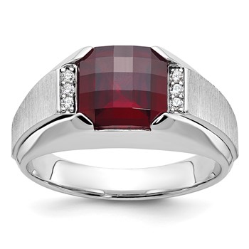 IB Goodman 14k White Gold Mens Cushion Gemstone and Diamond Ring Mounting