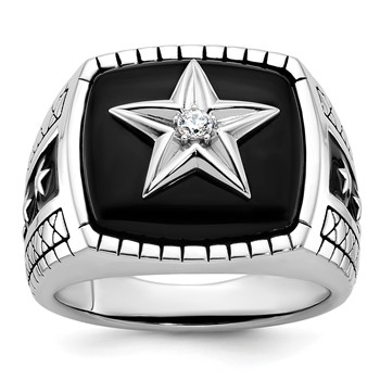 IB Goodman 14k White Gold Mens Cushion Onyx and Diamond Star Ring Mounting