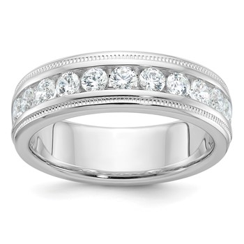 IBGoodman 14k White Gold 1 carat Lab Grown Diamond VS/SI+ G+ Complete Polished and Miligrain Eleven Stone Men's Ring