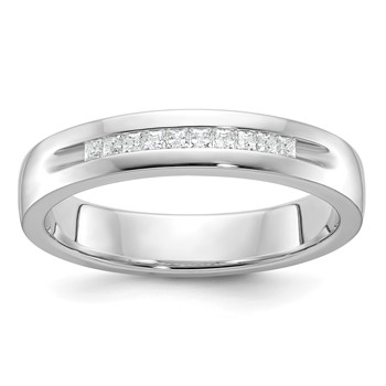 IBGoodman 14k White Gold Men's Polished and Grooved Square 10-Stone Ring Mounting