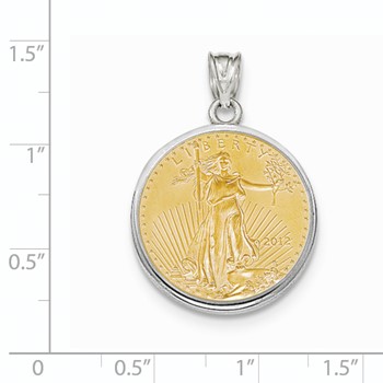 14kw Polished Prong 1/4AE Bezel w/coin — alternate view