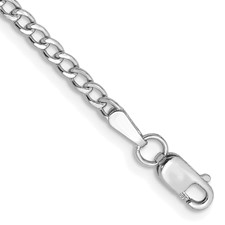 Image of 14K White Gold 10 inch 2.5mm Semi-Solid Curb with Lobster Clasp Anklet