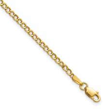 Image of 14K 10 inch 2.5mm Semi-Solid Curb with Lobster Clasp Anklet