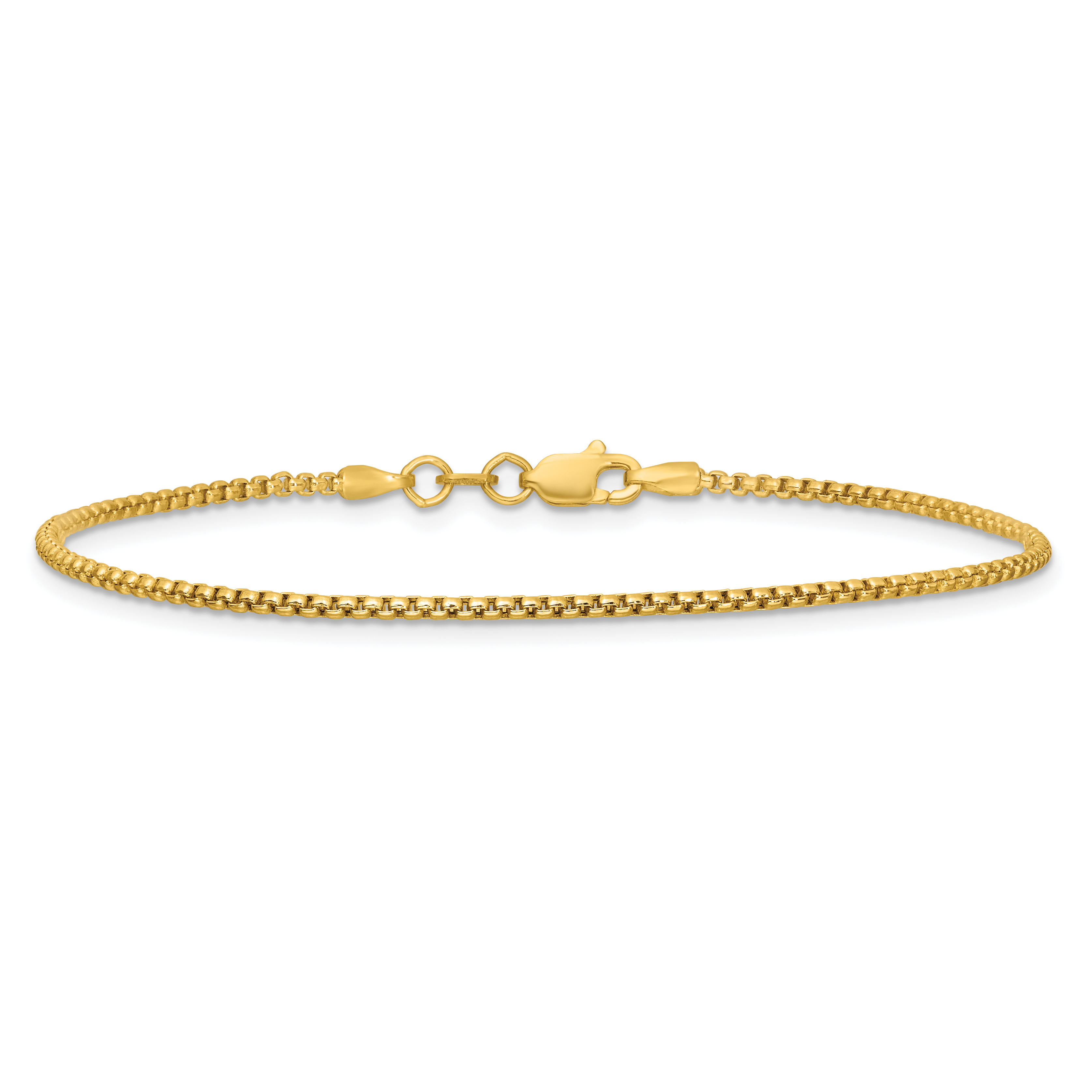 7 inch 1.5mm Round Box Bracelet Chain 14k Yellow Gold detailed image 4