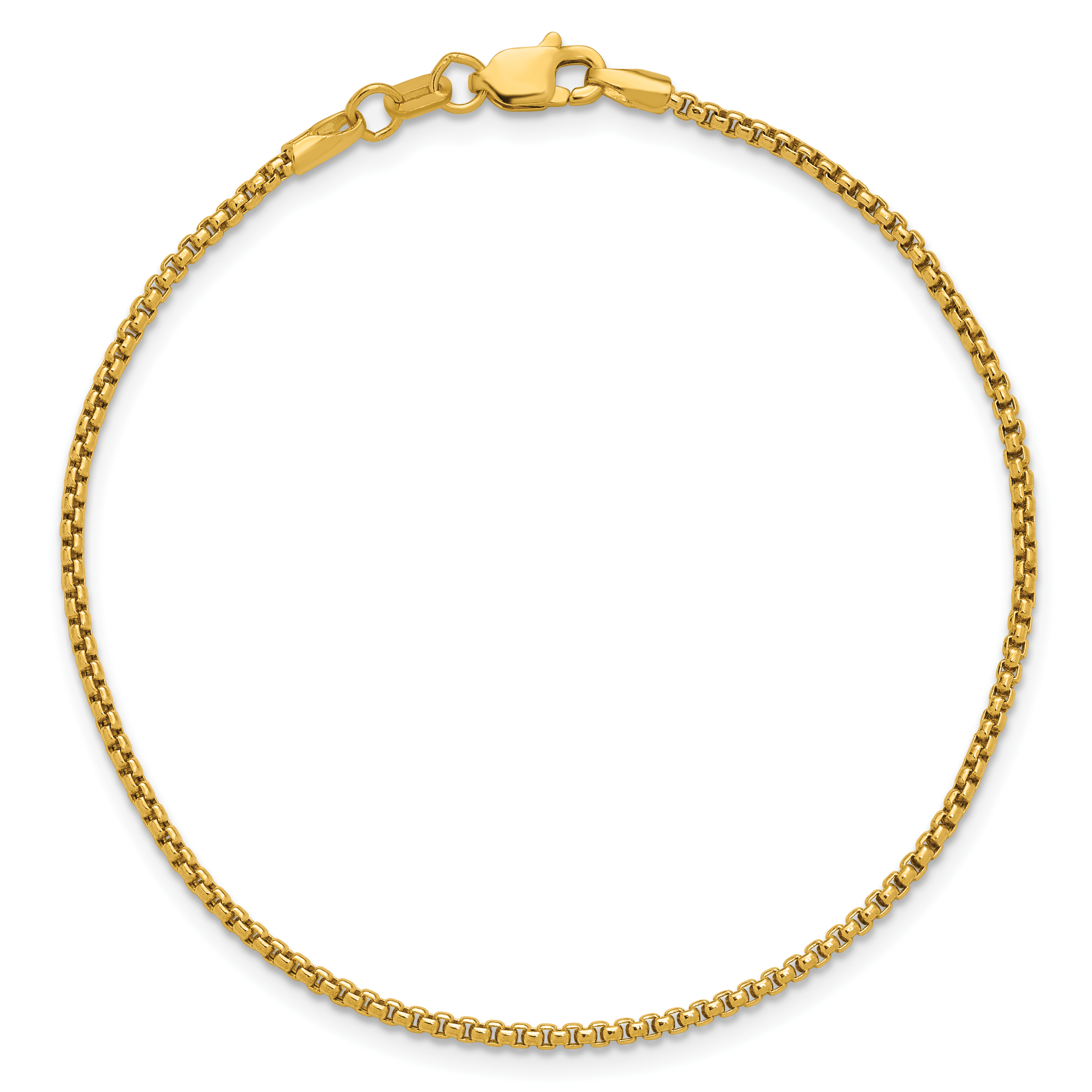 7 inch 1.5mm Round Box Bracelet Chain 14k Yellow Gold detailed image 5