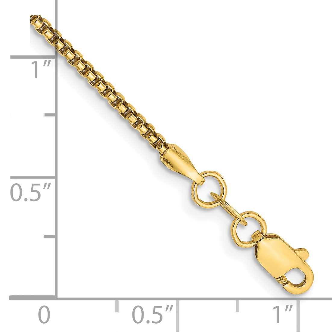 7 inch 1.5mm Round Box Bracelet Chain 14k Yellow Gold detailed image 3