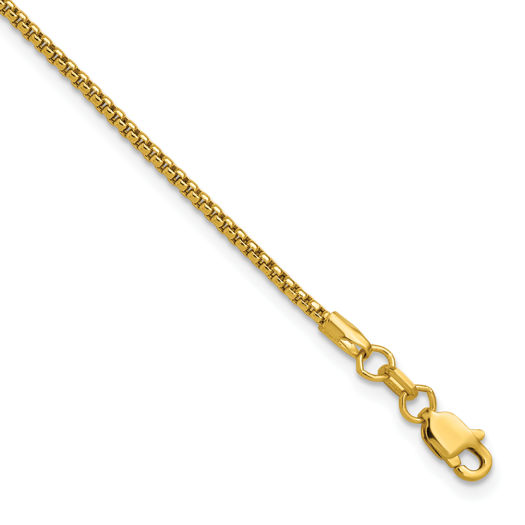 7 inch 1.5mm Round Box Bracelet Chain 14k Yellow Gold detailed image 2