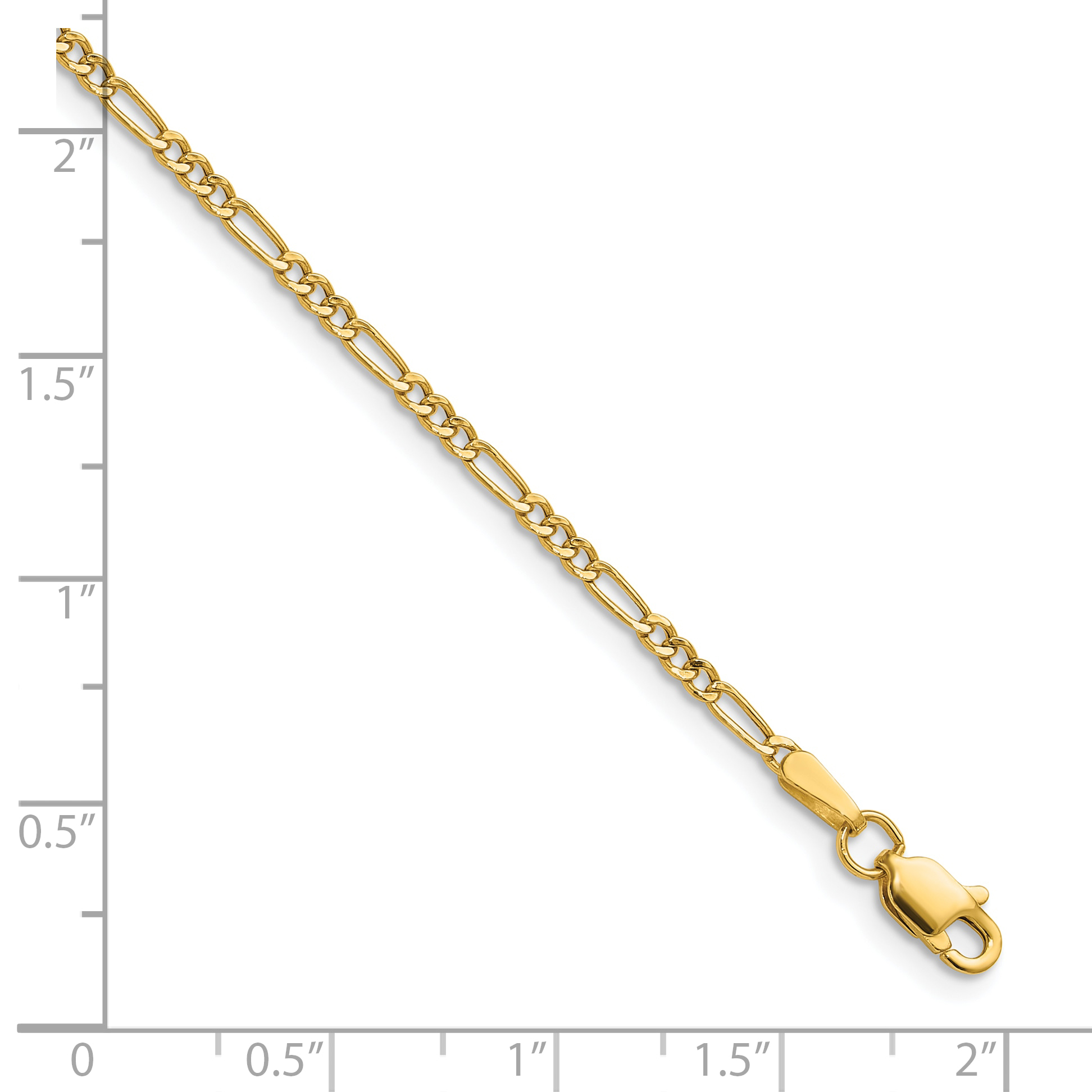1.9mm Figaro Chain Bracelet 14k Yellow Gold 8 inch main product image