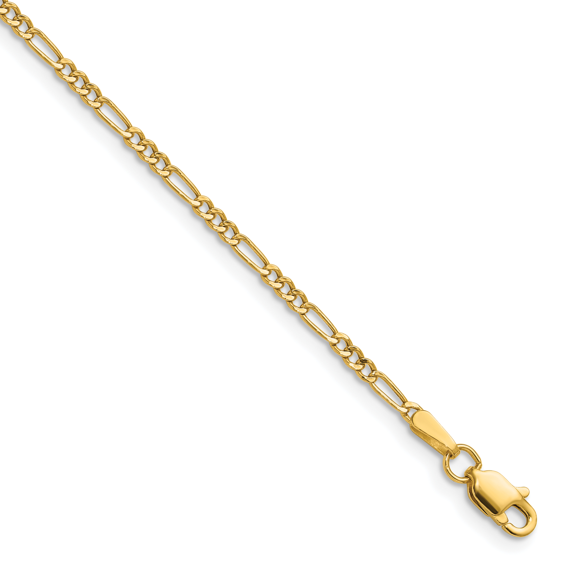 1.9mm Figaro Chain Bracelet 14k Yellow Gold 8 inch detailed image 2