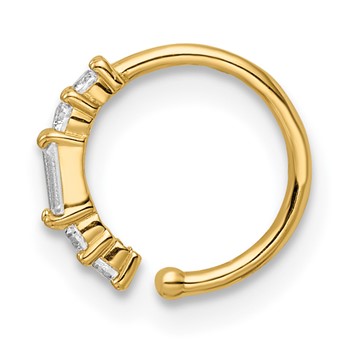 14k 20 Gauge CZ Nose Ring / Ear Cuff — alternate view