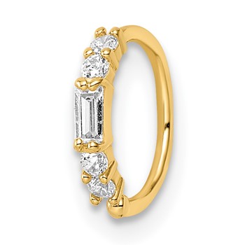 14k 20 Gauge CZ Nose Ring / Ear Cuff