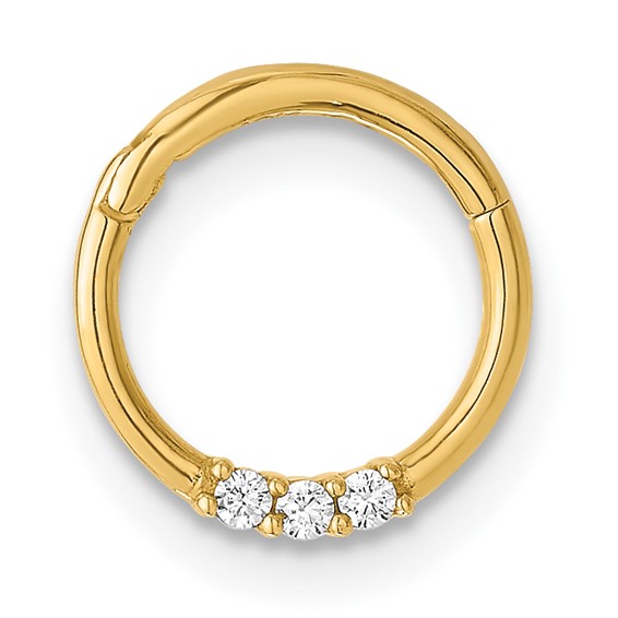 14K Gold 16 Gauge Polished CZ Hinged Cartilage Ring 14K Gold 16 Gauge Polished CZ Hinged Cartilage Ring