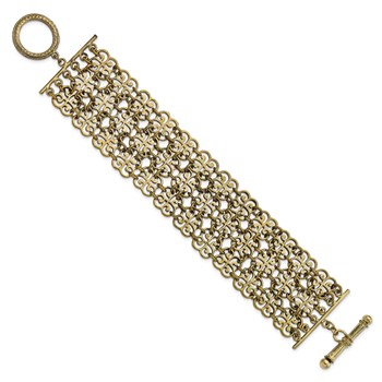 1928 Jewelry Gold-tone Filigree Fancy Link 7.5 inch Toggle Bracelet — alternate view
