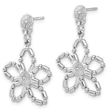 1928 Silver-tone Flower Post Dangle Earrings — alternate view