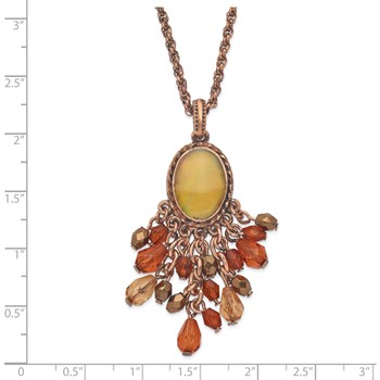 1928 Jewelry Copper-tone Oval Fram Mother of Pearl Multicolor Faceted Acrylic Beads Cluster Adjustable 16 inch Necklace with 3 inch extension — alternate view