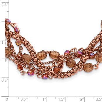1928 Jewelry Copper-tone Five Strand Multicolor Faceted Acrylic Beads Adjustable 16 inch Twisted Necklace with 3 inch extension — alternate view