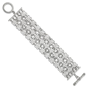 1928 Jewelry Silver-tone Fancy Floral Link 8 inch Toggle Bracelet — alternate view