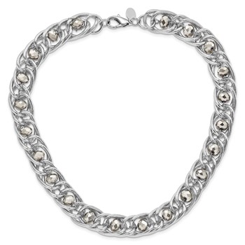 1928 Silver-tone Glass Beaded Fancy Link Necklace — alternate view