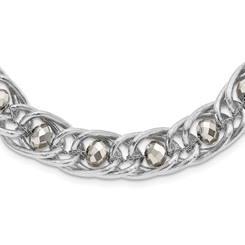 1928 Silver-tone Glass Beaded Fancy Link Necklace