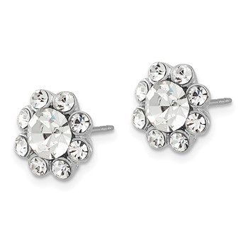 1928 Silver-tone Clear Crystal Post Earrings — alternate view