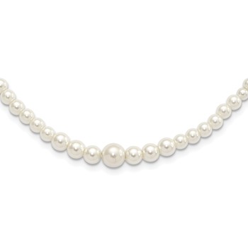 1928 Jewelry Gold-tone Clasp 2mm to 8mm Ivory Imitation Pearl Graduated Strand 18 inch Necklace