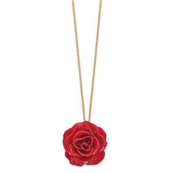 Lacquer Dipped Red Real Rose 20 inch Gold-tone Necklace — alternate view