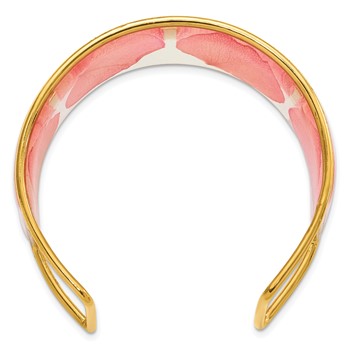 24K Gold-trim Pink Real Rose Petal Cuff Bangle Bracelet — alternate view
