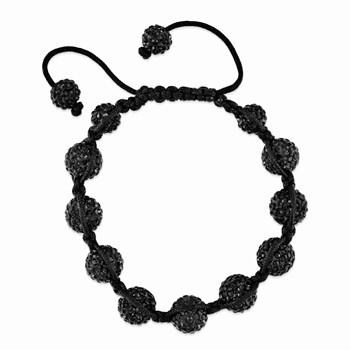 10mm Black Crystal Beads Black Cord Bracelet — alternate view