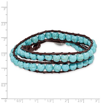 6mm Dyed Turquoise Leather Cord Multi Wrap Bracelet — alternate view