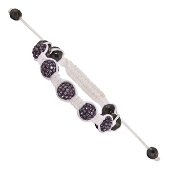 8mm Purple Crystal and Hematite Beads White Cord Petite Bracelet